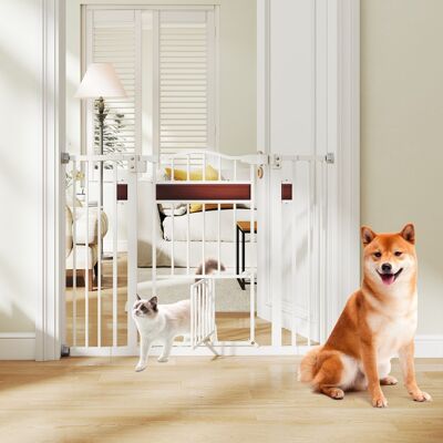 Costway Cancello per cani espandibile in metallo per ingressi con porta piccola, Cancello per animali extra largo Bianco Costway Cancello per cani espandibile in metallo per ingressi con porta piccola, Cancello per animali extra largo Bianco