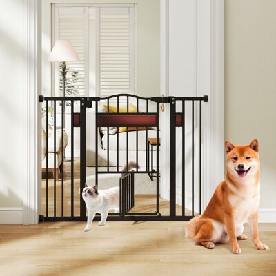 Costway Cancello per cani espandibile in metallo per ingressi con porta piccola, Cancello per animali extra largo Nero Costway Cancello per cani espandibile in metallo per ingressi con porta piccola, Cancello per animali extra largo Nero