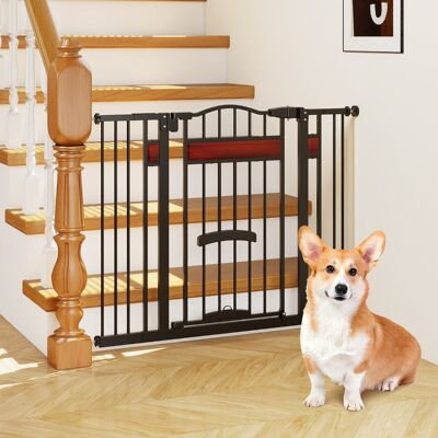 Costway Cancello per animali per aperture da 74 a 104 cm con 2 prolunghe, Cancello per animali installazione senza fori Nero Costway Cancello per animali per aperture da 74 a 104 cm con 2 prolunghe, Cancello per animali installazione senza fori Nero