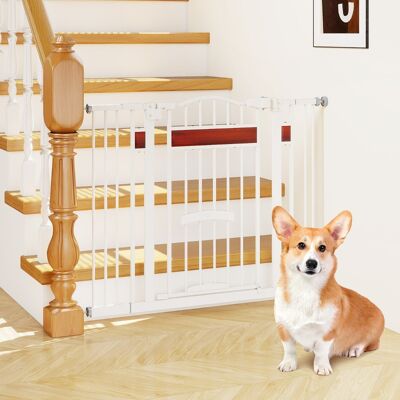 Costway Cancello per animali per aperture da 74 a 104 cm con 2 prolunghe, Cancello per animali installazione senza fori Bianco Costway Cancello per animali per aperture da 74 a 104 cm con 2 prolunghe, Cancello per animali installazione senza fori Bianco