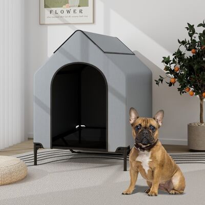 Costway Casa elevata per cani con finestre ventilate copertura rimovibile, Cuccia per cani con letto a rete Grigio 75x110x106cm Costway Casa elevata per cani con finestre ventilate copertura rimovibile, Cuccia per cani con letto a rete Grigio 75x110x106cm