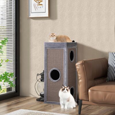 Costway Condominio per gatti alto 99 cm con trespoli per graffiare 3 nascondigli 4 morbidi cuscini in peluche, Casa per gatti a 4 piani Grigio Costway Condominio per gatti alto 99 cm con trespoli per graffiare 3 nascondigli 4 morbidi cuscini in peluche, Casa per gatti a 4 piani Grigio