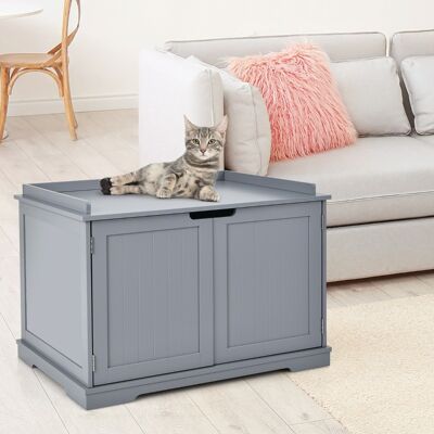 Costway Casetta privata per gatti con struttura in legno resistente, Casa multifunzionale con foro per gatti Grigio Costway Casetta privata per gatti con struttura in legno resistente, Casa multifunzionale con foro per gatti Grigio