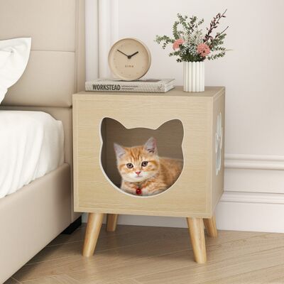Costway Chiusura per lettiera gatto con buco e finestra a forma di zampa, Mobile moderno per gattini con parte superiore rimovibile Costway Chiusura per lettiera gatto con buco e finestra a forma di zampa, Mobile moderno per gattini con parte superiore rimovibile