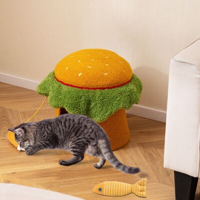 Costway Condominio per gatti a forma di hamburger con cuccia imbottita, Letto per gatti carino giocattolo morbido sospeso Arancione Costway Condominio per gatti a forma di hamburger con cuccia imbottita, Letto per gatti carino giocattolo morbido sospeso Arancione