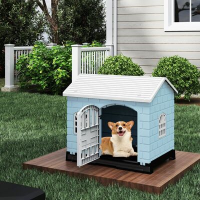 Costway Gabbia impermeabile per animali con vassoio toilette rimovibile, Cuccia pieghevole in plastica per cani piccoli e gatti Blu chiaro Costway Gabbia impermeabile per animali con vassoio toilette rimovibile, Cuccia pieghevole in plastica per cani piccoli e gatti Blu chiaro