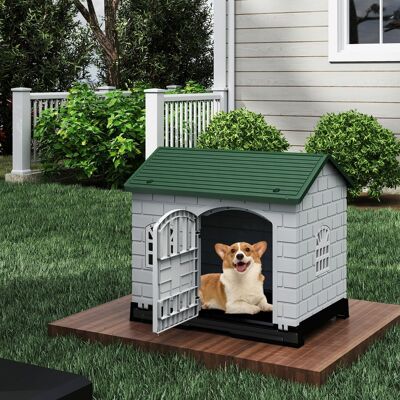 Costway Gabbia impermeabile per animali con vassoio toilette rimovibile, Cuccia pieghevole in plastica per cani piccoli e gatti Verde scuro Costway Gabbia impermeabile per animali con vassoio toilette rimovibile, Cuccia pieghevole in plastica per cani piccoli e gatti Verde scuro