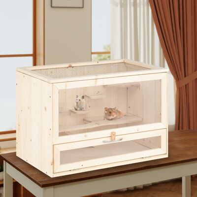 Costway Gabbia in legno per criceto con tetto ribaltabile in rete, Vasca per animali piccoli con pannello in acrilico Naturale Costway Gabbia in legno per criceto con tetto ribaltabile in rete, Vasca per animali piccoli con pannello in acrilico Naturale