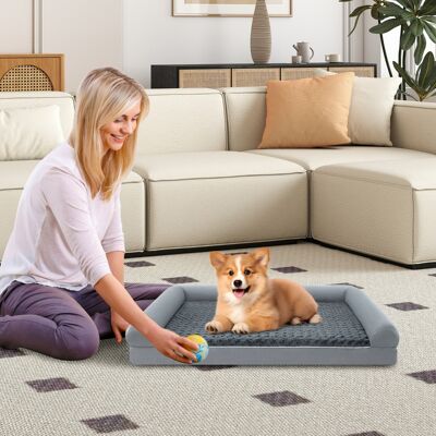 Costway Letto ortopedico per cani in schiuma, Divano per cani di taglia L con cuscino in schiuma a forma di uovo 113 X 89 CM Costway Letto ortopedico per cani in schiuma, Divano per cani di taglia L con cuscino in schiuma a forma di uovo 113 X 89 CM