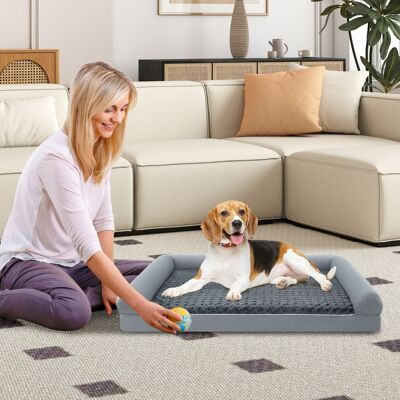 Costway Letto ortopedico per cani in schiuma, Divano per cani di taglia XL con cuscino in schiuma a forma di uovo 122 x 89 CM Costway Letto ortopedico per cani in schiuma, Divano per cani di taglia XL con cuscino in schiuma a forma di uovo 122 x 89 CM