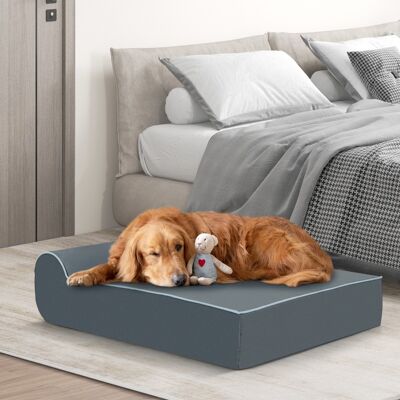 Costway Lettino per animali domestici in schiuma di memoria con poggiatesta, Letto ortopedico per cani grandi con artrite Grigio Costway Lettino per animali domestici in schiuma di memoria con poggiatesta, Letto ortopedico per cani grandi con artrite Grigio