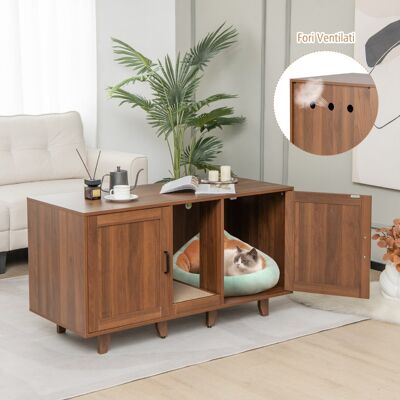 Costway Mobile lettiera per gatti con ingressi sinuosi tiragraffi gambe staccabili, Armadietto casetta per gatti Caffè Costway Mobile lettiera per gatti con ingressi sinuosi tiragraffi gambe staccabili, Armadietto casetta per gatti Caffè