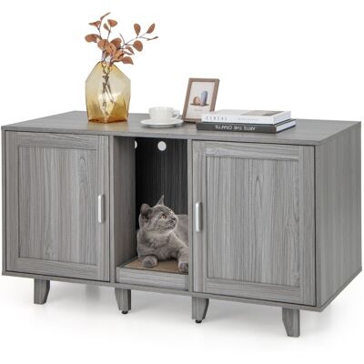 Costway Mobile lettiera per gatti con ingressi sinuosi tiragraffi gambe staccabili, Armadietto casetta per gatti Grigio scuro Costway Mobile lettiera per gatti con ingressi sinuosi tiragraffi gambe staccabili, Armadietto casetta per gatti Grigio scuro