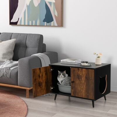 Costway Mobile lettiera per gatti con divisore e 2 ingressi a forma di testa di gatto, Mobile in legno per gatti nascosto Costway Mobile lettiera per gatti con divisore e 2 ingressi a forma di testa di gatto, Mobile in legno per gatti nascosto