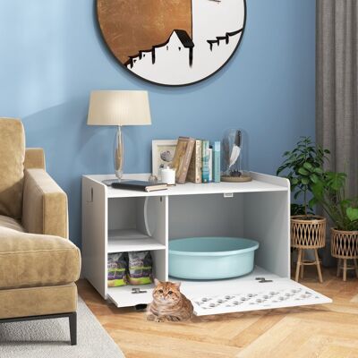Costway Mobile per lettiera per gatti con cuscino rimovibile porta anteriore apribile, Panca per lettiera per gatti Bianco Costway Mobile per lettiera per gatti con cuscino rimovibile porta anteriore apribile, Panca per lettiera per gatti Bianco