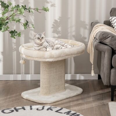 Costway Moderna torre per gatti con grande trespolo in peluche e tiragraffi in sisal, Torre di attività per gatti Beige Costway Moderna torre per gatti con grande trespolo in peluche e tiragraffi in sisal, Torre di attività per gatti Beige