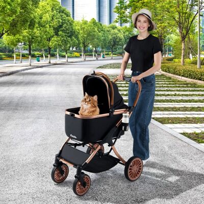 Costway Passeggino animali pieghevole 3 in 1 con portapacchi rimovibile, Passeggino animali tettuccio cuscino rimovibile Nero Costway Passeggino animali pieghevole 3 in 1 con portapacchi rimovibile, Passeggino animali tettuccio cuscino rimovibile Nero