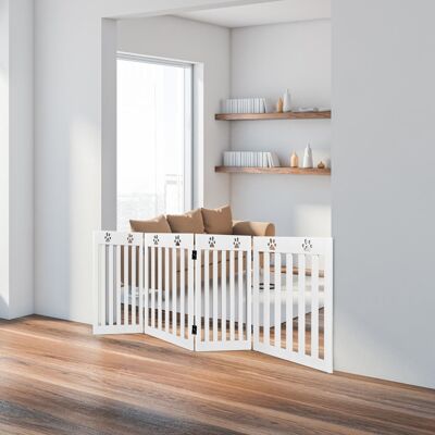 Costway Cancello di legno per animali domestici, Cancello pieghevole con cerniere flessibili a 360° e 4 pannelli, Bianco Costway Cancello di legno per animali domestici, Cancello pieghevole con cerniere flessibili a 360° e 4 pannelli, Bianco