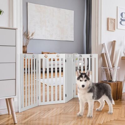 Costway Cancello di legno per animali con cerniere a 360° e 4 pannelli, Cancello pieghevole per casa scale Bianco Costway Cancello di legno per animali con cerniere a 360° e 4 pannelli, Cancello pieghevole per casa scale Bianco