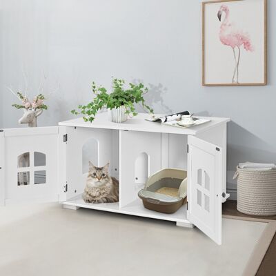 Costway Casetta ventilata per gatti con doppie porte e finestre, Lettiera per gatti con ingresso laterale Bianco Costway Casetta ventilata per gatti con doppie porte e finestre, Lettiera per gatti con ingresso laterale Bianco