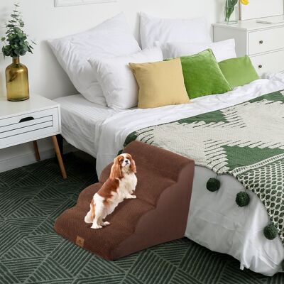 Costway Rampa cani morbida in schiuma a 4 livelli, Scale antiscivolo con superficie a pendenza dolce altezza 51cm Marrone Costway Rampa cani morbida in schiuma a 4 livelli, Scale antiscivolo con superficie a pendenza dolce altezza 51cm Marrone