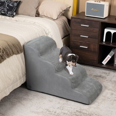 Costway Rampa per cani con 4 scalini in schiuma con copertura lavabile, Gradini antiscivolo per animali domestici Grigio Costway Rampa per cani con 4 scalini in schiuma con copertura lavabile, Gradini antiscivolo per animali domestici Grigio