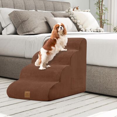 Costway Rampa per cani con 4 scalini in schiuma con copertura lavabile, Gradini antiscivolo per animali domestici Caffè Costway Rampa per cani con 4 scalini in schiuma con copertura lavabile, Gradini antiscivolo per animali domestici Caffè