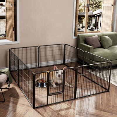 Costway Recinto per cani interno o esterno con 8 pannelli altezza 60cm, Recinzione portatile pieghevole in metallo Nero Costway Recinto per cani interno o esterno con 8 pannelli altezza 60cm, Recinzione portatile pieghevole in metallo Nero