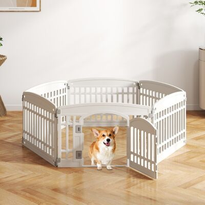 Costway Recinto per cani in plastica con cancello pieghevole a 6 pannelli 60 cm, Casa per cani medi e piccoli Bianco Costway Recinto per cani in plastica con cancello pieghevole a 6 pannelli 60 cm, Casa per cani medi e piccoli Bianco