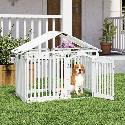 Costway Recinto per cani a 8 pannelli con porta di sicurezza e serratura per cani, Recinzione portatile per animali domestici Bianco Costway Recinto per cani a 8 pannelli con porta di sicurezza e serratura per cani, Recinzione portatile per animali domestici Bianco