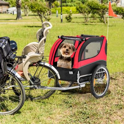 Costway Rimorchio bici per animali domestici con ruote 50cm tettuccio apribile, Rimorchio per bicicletta per cani Rosso Costway Rimorchio bici per animali domestici con ruote 50cm tettuccio apribile, Rimorchio per bicicletta per cani Rosso