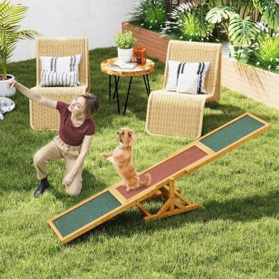 Costway Set di esercizi e giochi per cani giocattolo da esterno per allenamento dell'equilibrio, Altalena per agility cane per animali Giallo Costway Set di esercizi e giochi per cani giocattolo da esterno per allenamento dell'equilibrio, Altalena per agility cane per animali Giallo