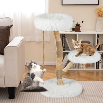 Costway Torre moderna per gatti in legno con piattaforme in iuta naturale, Albero per gatti 92 cm corda in iuta Bianco Costway Torre moderna per gatti in legno con piattaforme in iuta naturale, Albero per gatti 92 cm corda in iuta Bianco