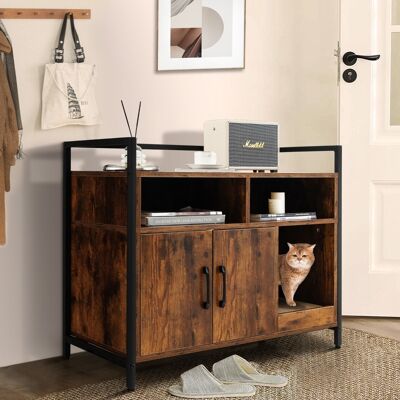 Costway Toilette nascosta per gatti con doppie porte e cartone per graffi, Contenitore per lettiera per gatti Marrone Costway Toilette nascosta per gatti con doppie porte e cartone per graffi, Contenitore per lettiera per gatti Marrone