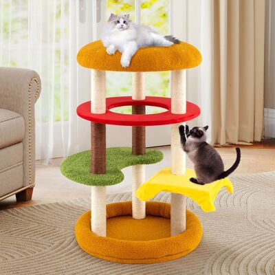 Costway Torre multi-livello per gatti con trespolo imbottito tiragraffi di sisal, Albero per gatti 106 cm per animali domestici Verde Costway Torre multi-livello per gatti con trespolo imbottito tiragraffi di sisal, Albero per gatti 106 cm per animali domestici Verde