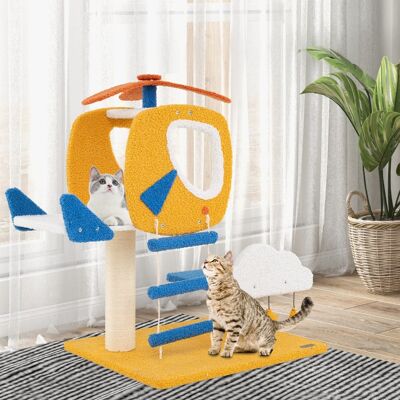 Costway Albero per gatti a tema aviatorio da interno, Centro di attività per gattini con posatoio a forma di elicottero Costway Albero per gatti a tema aviatorio da interno, Centro di attività per gattini con posatoio a forma di elicottero
