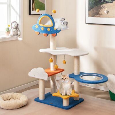 Costway Albero per gatti a tema spaziale con posatoio UFO, Torre per gatti da interno con capsula spaziale e pali di sisal Costway Albero per gatti a tema spaziale con posatoio UFO, Torre per gatti da interno con capsula spaziale e pali di sisal