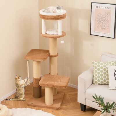 Costway Torre per gatti alta 164cm con ripiano imbottito, Albero per gatti multi-livello con piattaforme per saltare Marrone Costway Torre per gatti alta 164cm con ripiano imbottito, Albero per gatti multi-livello con piattaforme per saltare Marrone