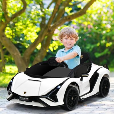 Costway Macchina cavalcabile per bambini con telecomando e luci LED, Veicolo elettrico a batteria 12 V Bianco Costway Macchina cavalcabile per bambini con telecomando e luci LED, Veicolo elettrico a batteria 12 V Bianco
