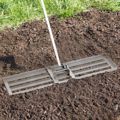 Costway Rastrello livellatore per prato cortile, Livellatore giardino con impugnatura ergonomica e piastra 106 x 25 cm Argento Costway Rastrello livellatore per prato cortile, Livellatore giardino con impugnatura ergonomica e piastra 106 x 25 cm Argento