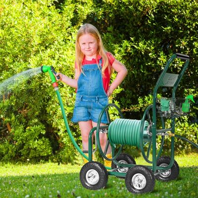 Costway Carrello avvolgitubo professionale da giardino con ruote Avvolgitore tubo in metallo Verde Costway Carrello avvolgitubo professionale da giardino con ruote Avvolgitore tubo in metallo Verde