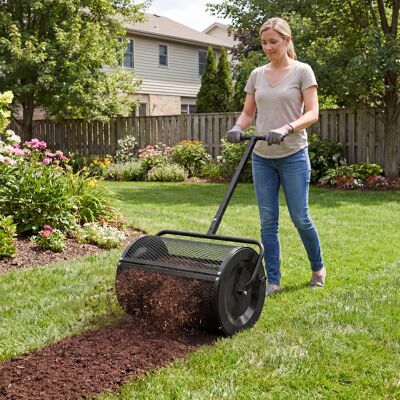 Costway Spargitore di compost con manico a t per semina e piantagione, Spargitore di letame e terreno per giardino Nero Costway Spargitore di compost con manico a t per semina e piantagione, Spargitore di letame e terreno per giardino Nero