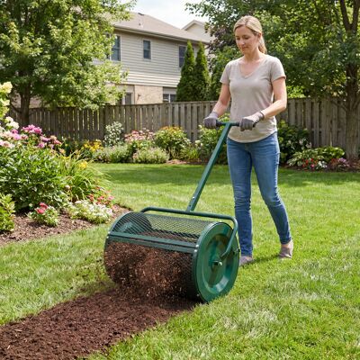 Costway Spargitore di compost con manico a t per semina e piantagione, Spargitore di letame e terreno per giardino Verde Costway Spargitore di compost con manico a t per semina e piantagione, Spargitore di letame e terreno per giardino Verde