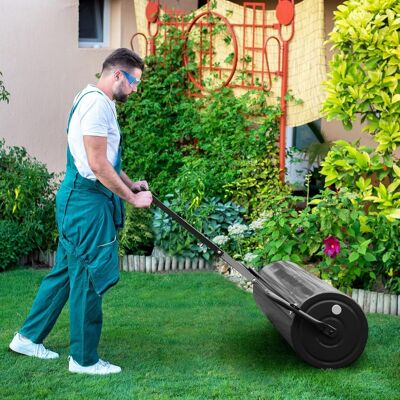 Costway Rullo per prato in metallo per cortile parco fattoria, Rullo per prato spingere/tirare da 113 L riempito di acqua/sabbia con manico antiscivolo Nero Costway Rullo per prato in metallo per cortile parco fattoria, Rullo per prato spingere/tirare da 113 L riempito di acqua/sabbia con manico antiscivolo Nero