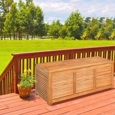 Costway Scatola in legno di acacia per cortile e giardino, Contenitore da esterno per attrezzi da giardinaggio Naturale Costway Scatola in legno di acacia per cortile e giardino, Contenitore da esterno per attrezzi da giardinaggio Naturale