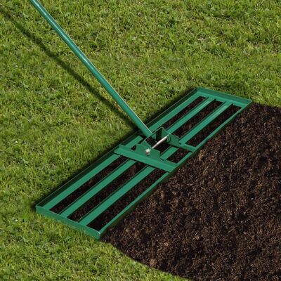 Costway Rastrello livellatore per prato cortile, Livellatore giardino con impugnatura ergonomica e piastra 91x25cm Costway Rastrello livellatore per prato cortile, Livellatore giardino con impugnatura ergonomica e piastra 91x25cm