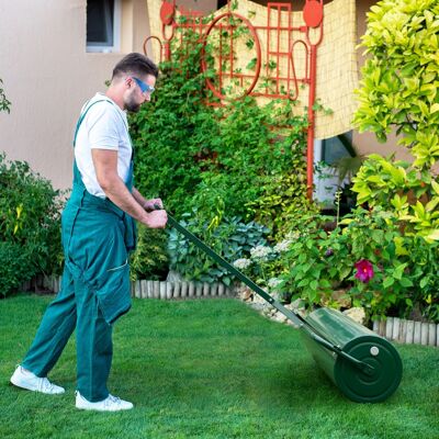 Costway Rullo per prato in metallo con gancio per il traino e impugnatura staccabile, Rullo compattatore da giardino Verde Costway Rullo per prato in metallo con gancio per il traino e impugnatura staccabile, Rullo compattatore da giardino Verde