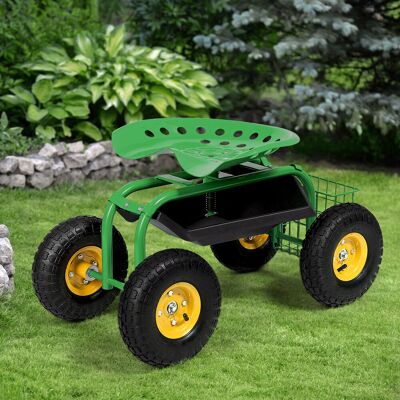 Costway Sgabello da giardino con ruote seduta regolabile in altezza e girevole a 360° cestello, Sedile per giardinaggio Verde Costway Sgabello da giardino con ruote seduta regolabile in altezza e girevole a 360° cestello, Sedile per giardinaggio Verde