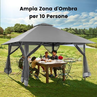 Costway Tettoia pop-up per gazebo con altezza regolabile borsa da trasporto con rotelle, Riparo portatile 400x400cm Grigio Costway Tettoia pop-up per gazebo con altezza regolabile borsa da trasporto con rotelle, Riparo portatile 400x400cm Grigio