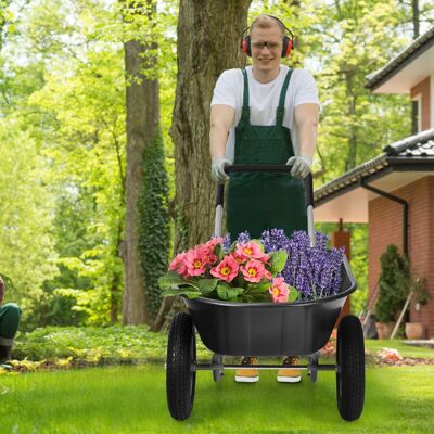 Costway Carriola da giardino con 2 ruote e struttura in acciaio, Carrello resistente con grande capacità di carico Nero Costway Carriola da giardino con 2 ruote e struttura in acciaio, Carrello resistente con grande capacità di carico Nero